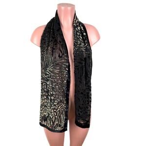 V. FRAAS Velvet Burnout Scarf black green leopard animal whimsigoth fairy witchy